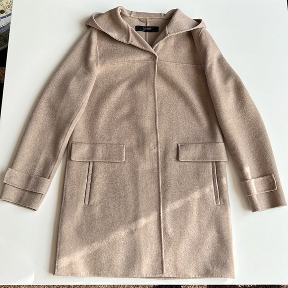 Zara high quality handmade wool blend oversized coat with hood, pockets - Picture 2 of 9